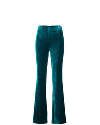 Темно-зеленые бархатные брюки-клеш от Galvan