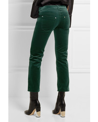 Женские темно-зеленые бархатные брюки от MM6 MAISON MARGIELA