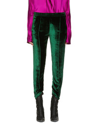 Женские темно-зеленые бархатные брюки от Haider Ackermann