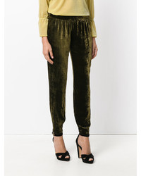 Женские темно-зеленые бархатные брюки от Roberto Collina