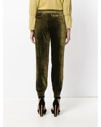 Женские темно-зеленые бархатные брюки от Roberto Collina