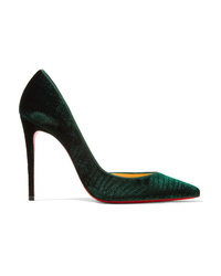 Темно-зеленые бархатные туфли от Christian Louboutin