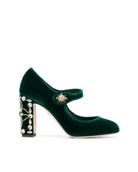 Темно-зеленые бархатные туфли от Dolce & Gabbana