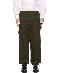 Темно-зеленые брюки карго с вышивкой