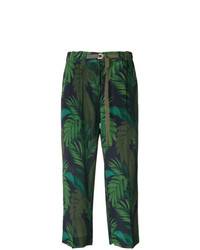 Темно-зеленые брюки-кюлоты с принтом от Moncler