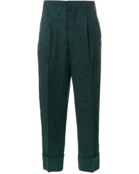 Женские темно-зеленые брюки с принтом от Marni