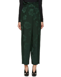 Женские темно-зеленые брюки с цветочным принтом от Stella McCartney