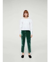 Темно-зеленые брюки со складками
