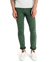 Темно-зеленые брюки чинос с принтом