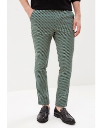 Темно-зеленые брюки чинос с принтом от Krismarin