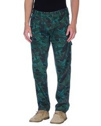 Темно-зеленые брюки чинос с цветочным принтом