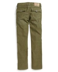 Темно-зеленые вельветовые джинсы