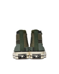 Мужские темно-зеленые высокие кеды из плотной ткани от Converse