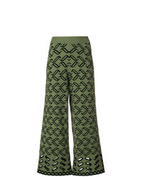 Темно-зеленые вязаные брюки-кюлоты