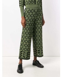Темно-зеленые вязаные брюки-кюлоты от Temperley London