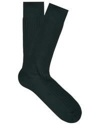 Темно-зеленые вязаные носки