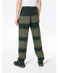 Мужские темно-зеленые джинсы в горизонтальную полоску от Liam Hodges