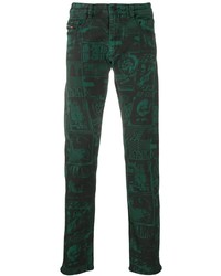 Мужские темно-зеленые джинсы с принтом от Diesel