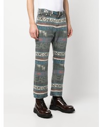 Мужские темно-зеленые джинсы с принтом от Sacai