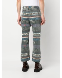 Мужские темно-зеленые джинсы с принтом от Sacai