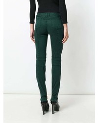 Темно-зеленые джинсы скинни от Balmain
