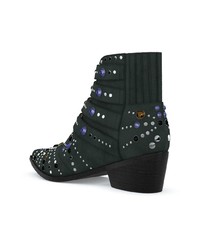 Темно-зеленые замшевые ботильоны с украшением от Toga Pulla