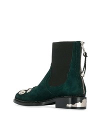 Темно-зеленые замшевые ботильоны с украшением от Toga Pulla