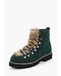 Женские темно-зеленые замшевые ботинки на шнуровке от Der Spur