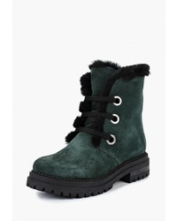 Женские темно-зеленые замшевые ботинки на шнуровке от Hestrend