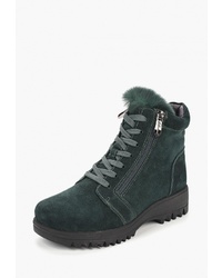 Женские темно-зеленые замшевые ботинки на шнуровке от La Grandezza