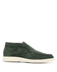 Мужские темно-зеленые замшевые ботинки челси от Santoni