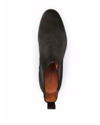 Мужские темно-зеленые замшевые ботинки челси от Santoni