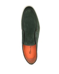 Мужские темно-зеленые замшевые ботинки челси от Santoni