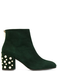Женские темно-зеленые замшевые ботинки от Stuart Weitzman