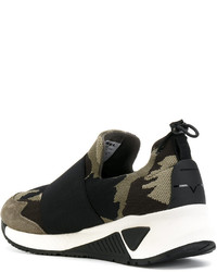 Мужские темно-зеленые замшевые кеды с принтом от Diesel