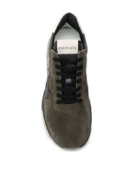 Мужские темно-зеленые замшевые кроссовки от Premiata