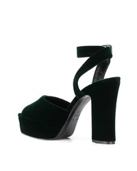 Темно-зеленые замшевые массивные босоножки на каблуке от The Seller