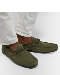 Мужские темно-зеленые замшевые мокасины от Tod's