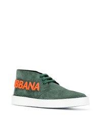 Мужские темно-зеленые замшевые низкие кеды от Dolce & Gabbana