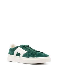 Мужские темно-зеленые замшевые низкие кеды от Santoni