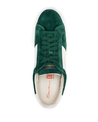 Мужские темно-зеленые замшевые низкие кеды от Santoni