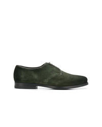 Темно-зеленые замшевые туфли дерби от Santoni