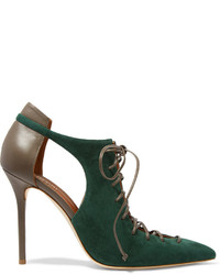 Темно-зеленые замшевые туфли с вырезом