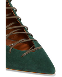 Темно-зеленые замшевые туфли с вырезом от Malone Souliers