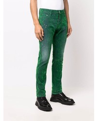 Мужские темно-зеленые зауженные джинсы от DSQUARED2