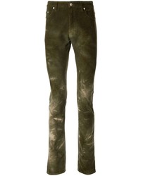 Мужские темно-зеленые зауженные джинсы от Alchemist