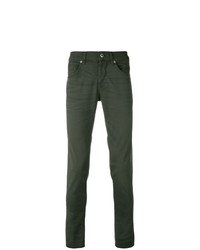 Мужские темно-зеленые зауженные джинсы от Dondup