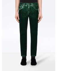Мужские темно-зеленые зауженные джинсы от Dolce & Gabbana
