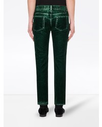 Мужские темно-зеленые зауженные джинсы от Dolce & Gabbana