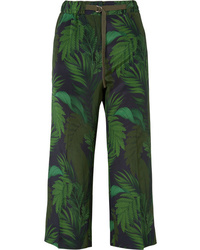 Темно-зеленые классические брюки с принтом